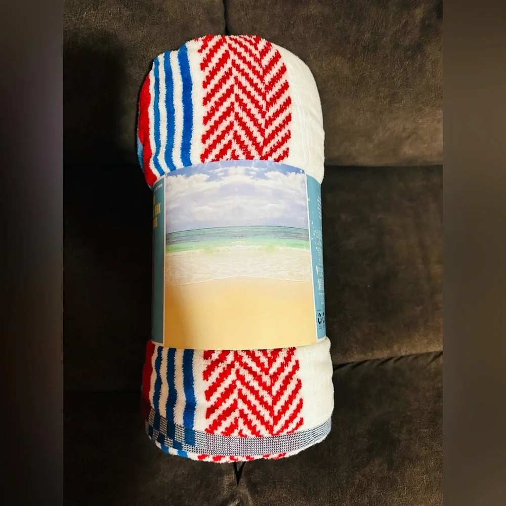 Huge Colorful Striped Design Beach Towel for Two (6ftx7ft)